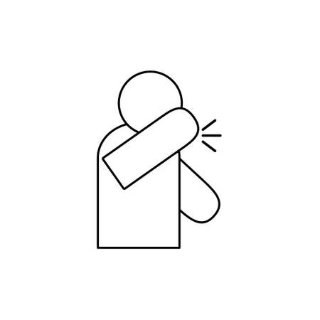 Sneeze into elbow - infographic, icon. Vector icon. Warning prohibition sign in a red circle - element for your design.の写真素材