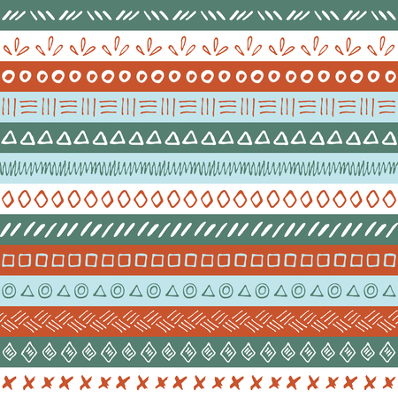 Vector hand drawn seamless folk pattern. Tribal design. Ethnic decorative background.のイラスト素材