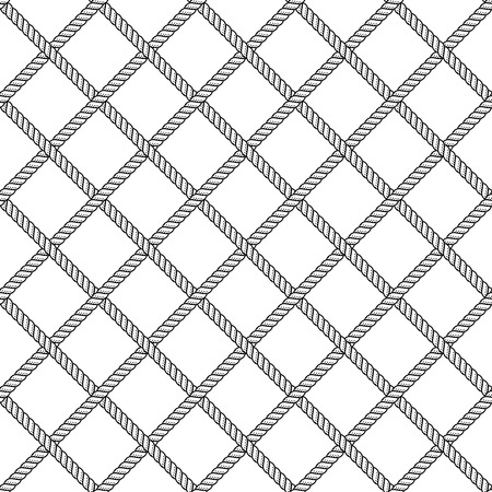 Marine rope knot seamless vector pattern. Nautical design. Navy illustration. Ocean wallpaper. Stripe elements. Geometric scrapbook print. Paper graphic cover. Cord background. Sailor simple backdropのイラスト素材