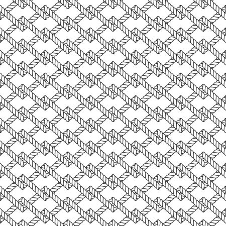 Marine rope knot seamless vector pattern. Nautical design. Navy illustration. Ocean wallpaper. Stripe elements. Geometric scrapbook print. Paper graphic cover. Cord background. Sailor simple backdropのイラスト素材