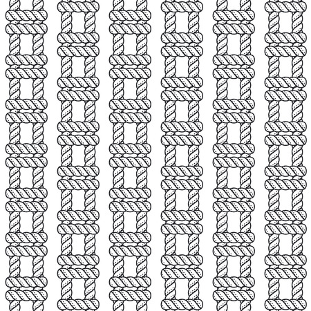 Marine rope knot seamless vector pattern. Nautical design. Navy illustration. Ocean wallpaper. Stripe elements. Geometric scrapbook print. Paper graphic cover. Cord background. Sailor simple backdropのイラスト素材