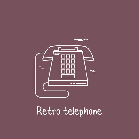 Vector illustration of communication device - classic retro vintage phone icon. Cell symbol silhouette isolated. Line styleのイラスト素材