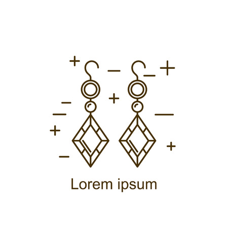 Earring symbol vector illustration. Diamond logo symbol. Fashion luxury gift icon isolated. Gold brilliant silver gem crystal accessories silhouetteのイラスト素材