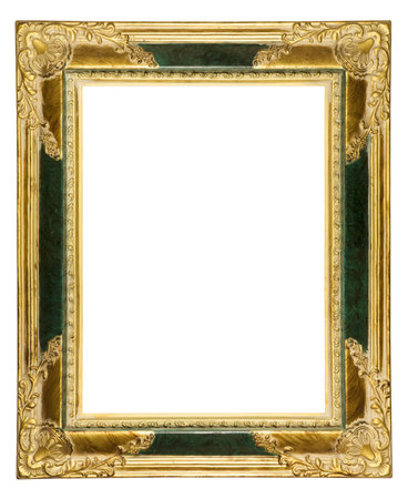 antique gold picture frame isolated on white with clipping path