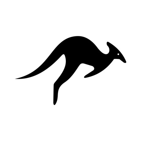kangaroo animal icon over white background, silhouette style, vector illustrationのイラスト素材