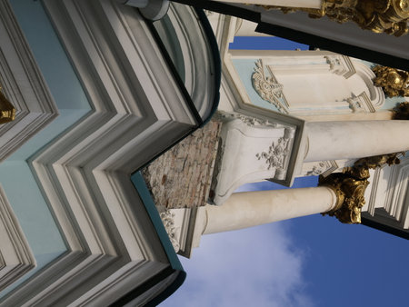 Fragments of the facade of St. Andrew's Orthodox Church in Kyivの写真素材