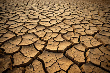 Dry cracked earth background. Global warming and climate change concept.の素材