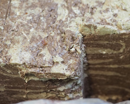 Luxurious Slice of Halva on Dark Counter: Detailed Capture of an Eastern Delicacy