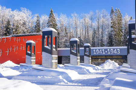 KHATSUN, BRYANSK region, RUSSIA - JANUARY, 27  Memorial for the victims of fascism in Khatsun village, Bryansk region, Russia on January 27, 2013  Opened renewed on October 25, 2011 in memory of the massacre of 318 people killed by the Nazis on October 25のeditorial素材