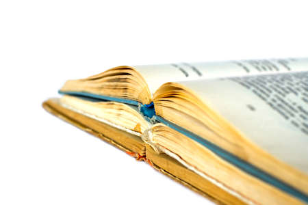 Three old open books isolatedの写真素材