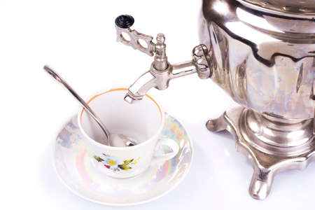 Traditional russian tea kettle - samovar and teacupの写真素材
