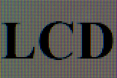 Matrix of computer screen featuring "lcd" letters on white backgroundの写真素材