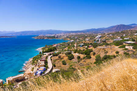 Mirabello bay and Agios Nikolaos view in Crete island, Greeceの写真素材
