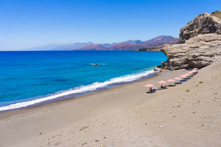 St  Paul Sandhills secluded beach near Agios Pavlos in Crete island, Greeceの写真素材