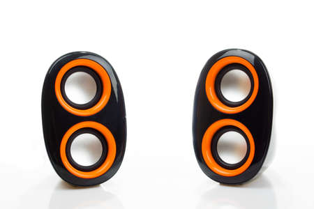 Two audio speakers isolated on whiteの写真素材