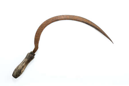 Old sickle isolated, a hand-held agricultural toolの写真素材