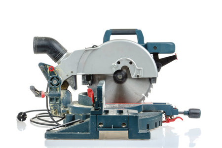 Mitre saw side view isolated on white