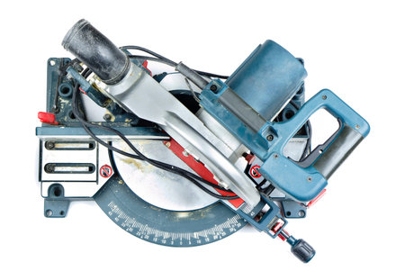 Mitre saw top view isolated on white