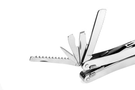 Stainless steel army knife multitool isolated on white