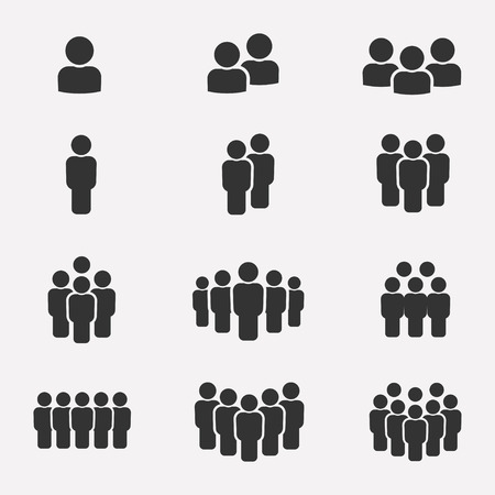 Team icon set. Group of people icons isolated on a white background. Business team icons collection. Crowd of people black silhouettes simple. Team icons in flat style.の素材 [FY31059728634]