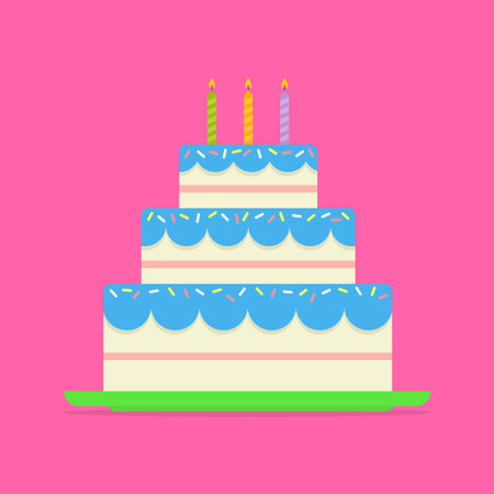 Birthday cake or wedding illustration, isolated from the background. celebratory cake with candles...