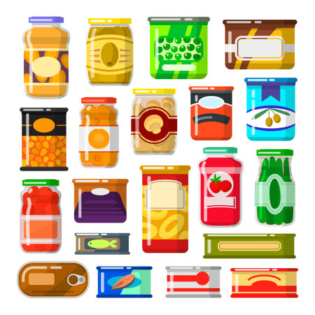 Canned goods setのイラスト素材
