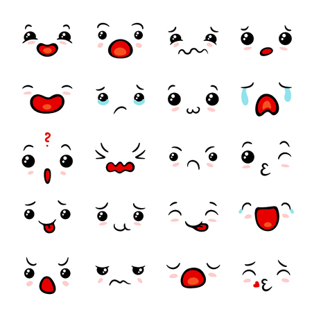 Kawaii emoticon face setのイラスト素材