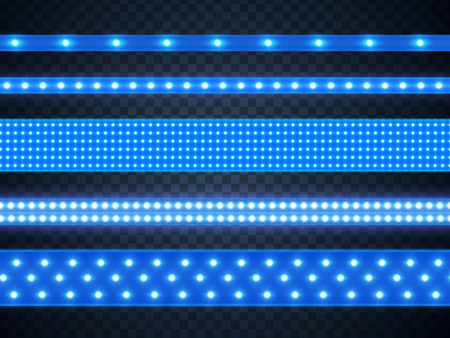Led strip bright blue light, realistic setのイラスト素材