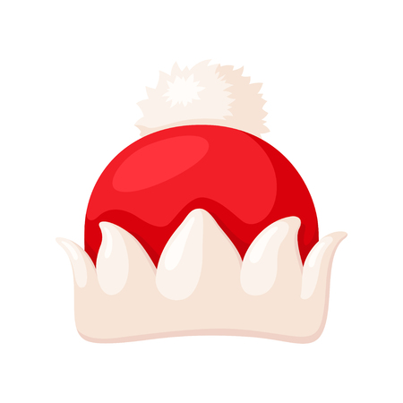 Santa hat icon, christmas clothing traditional accessory. Decoration symbol. Vector flat style cartoon illustration isolated on white backgroundのイラスト素材