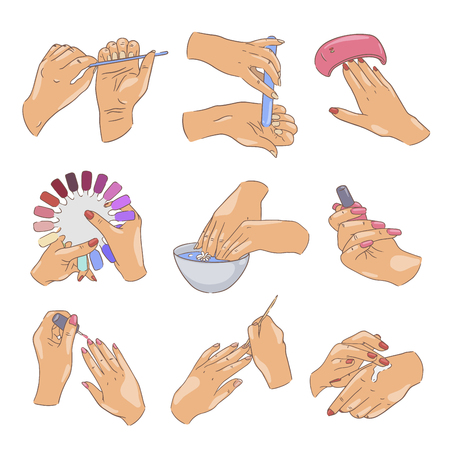 Female manicure set, fingernail care and cosmeticsのイラスト素材