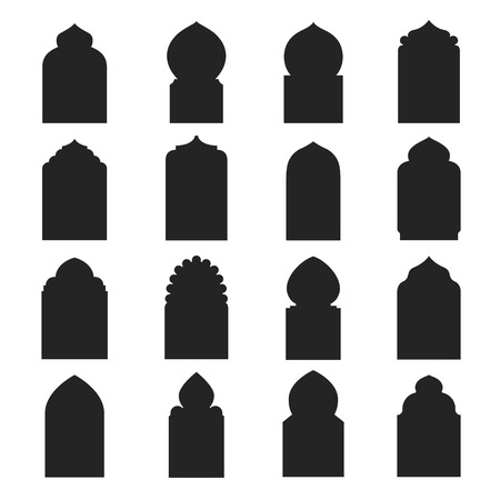 Arabic arch window and doors black setのイラスト素材