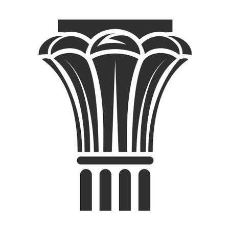 Antique column, old classical building black icon. Historic decor element. Vector line art illustration isolated on white backgroundのイラスト素材