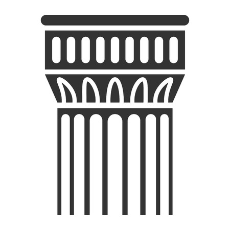 Building column icon, ancient wall interior element. Capitol decoration. Vector line art illustration on white backgroundのイラスト素材