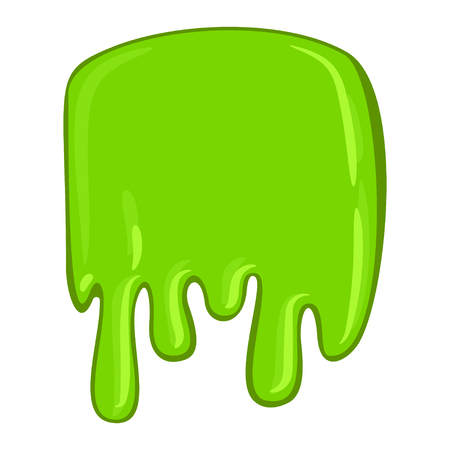 Green slime icon, decorative sticky paint blob. Splash halloween design. Vector flat style cartoon illustration isolated on white backgroundのイラスト素材