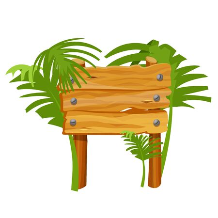 Empty wooden sign flat color vector illustrationのイラスト素材