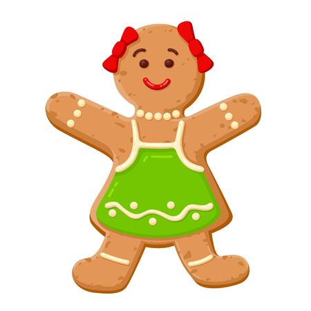 Christmas traditional cookies and sweet gingerbread decoration. Vector flat style cartoon illustration isolated on white backgroundのイラスト素材