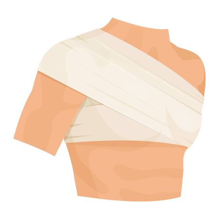 Bandaged shoulder, medical health and arm treatmentのイラスト素材