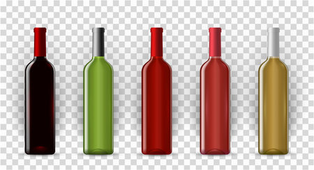 Blank wine bottles realistic vector mockup setのイラスト素材