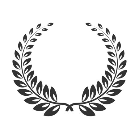 Laurel wreath line art icon, victory branch or certificate frame. Vector line art illustration isolated on white backgroundのイラスト素材