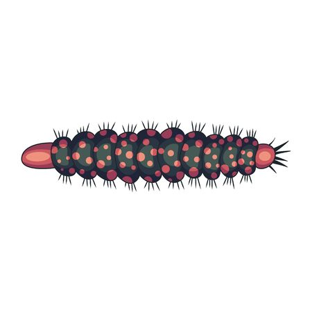 Caterpillar icon, larva of a butterfly or moth. Creature from small cocoon. Vector flat style cartoon illustration isolated on white backgroundのイラスト素材