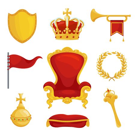 Monarchy symbol set, royalty and authority wealthのイラスト素材