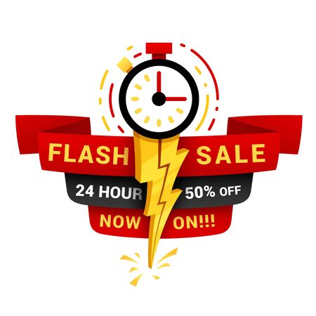 24 hour flash sale label for banner, poster.のイラスト素材
