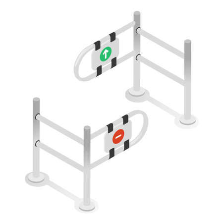 Turnstiles gate, input metal stand. Checkpoint, paid access, faregate or ticket barrier.のイラスト素材
