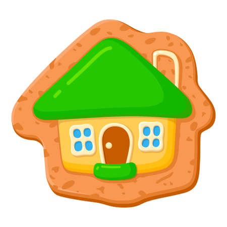 Sweet gingerbread, traditional homemade cookie in a house shapeのイラスト素材