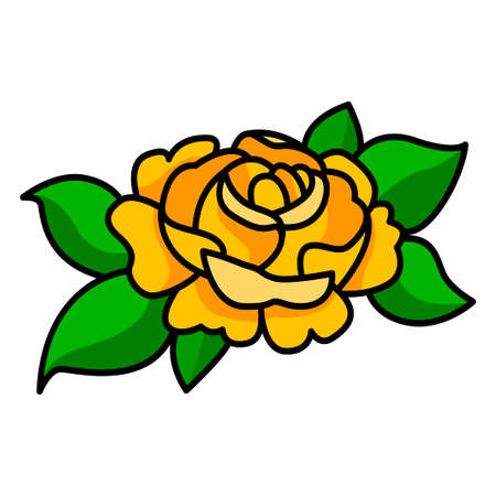 Yellow rose, beautiful romantic summer garden flowerのイラスト素材