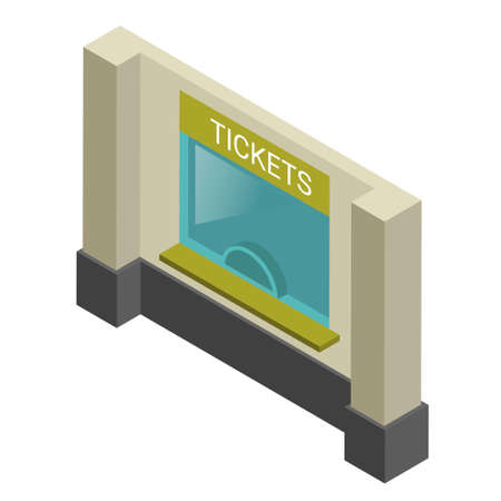 Ticket window isometric icon. Booking or box office. Ticketing counter.のイラスト素材