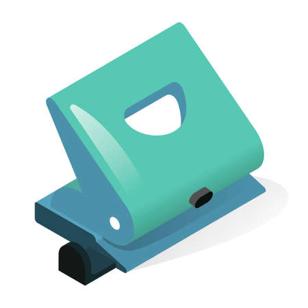 Hole punch or paper puncher isometric icon. Office tool using to create holes in sheets, pages.のイラスト素材