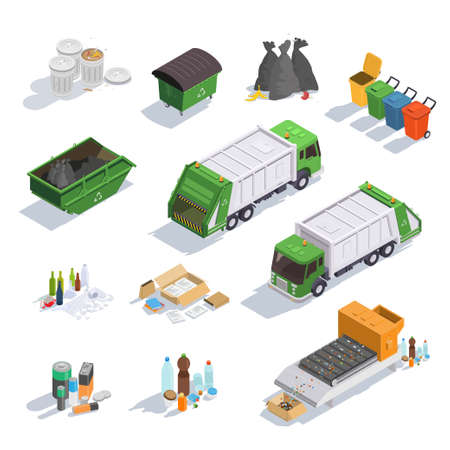 Garbage and recycling, sorting for environmental careのイラスト素材