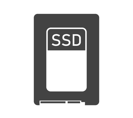 Solid-state drive bold black silhouette icon isolated on white. SSD pictogram.のイラスト素材