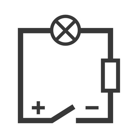 Circuit electrical or elementary diagram line icon isolated on white. Electronic schematic pictogram.のイラスト素材